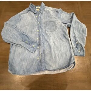 H&M LOGG Regular Fit Denim Chambray Button Down Shirt Men's L Light Blue